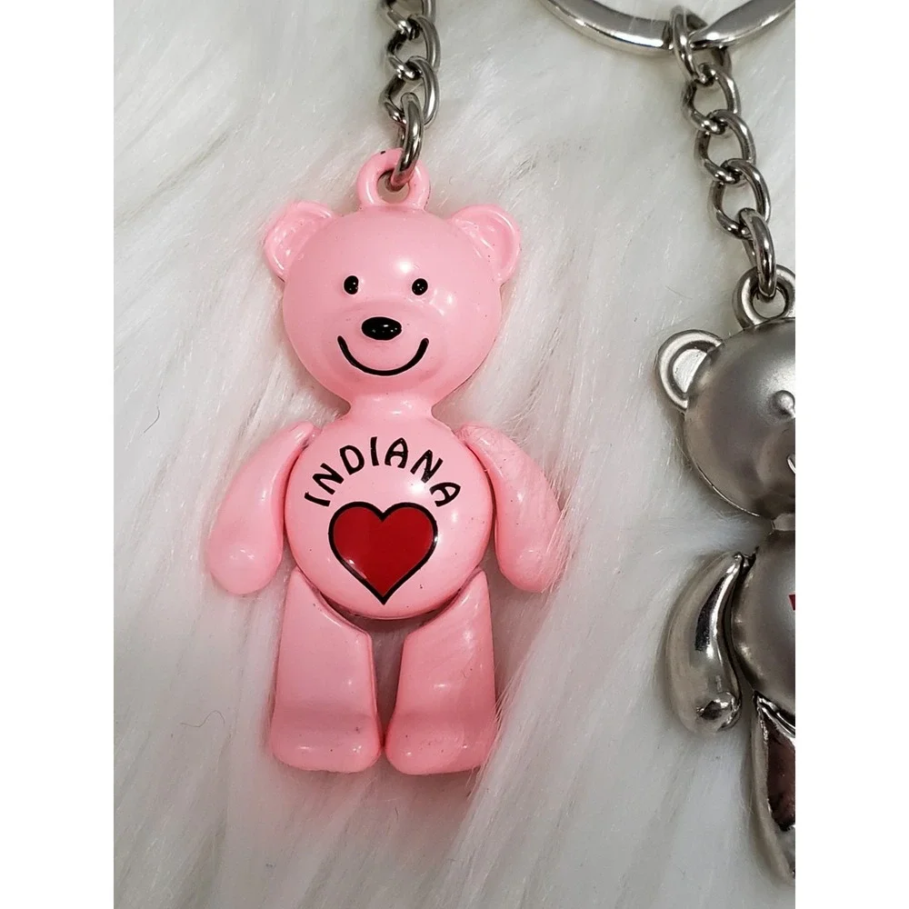 2 University Of Indiana UI COLLEGE NCAA KEYCHAIN BEAR METAL GIFT MOM DAUGHTER